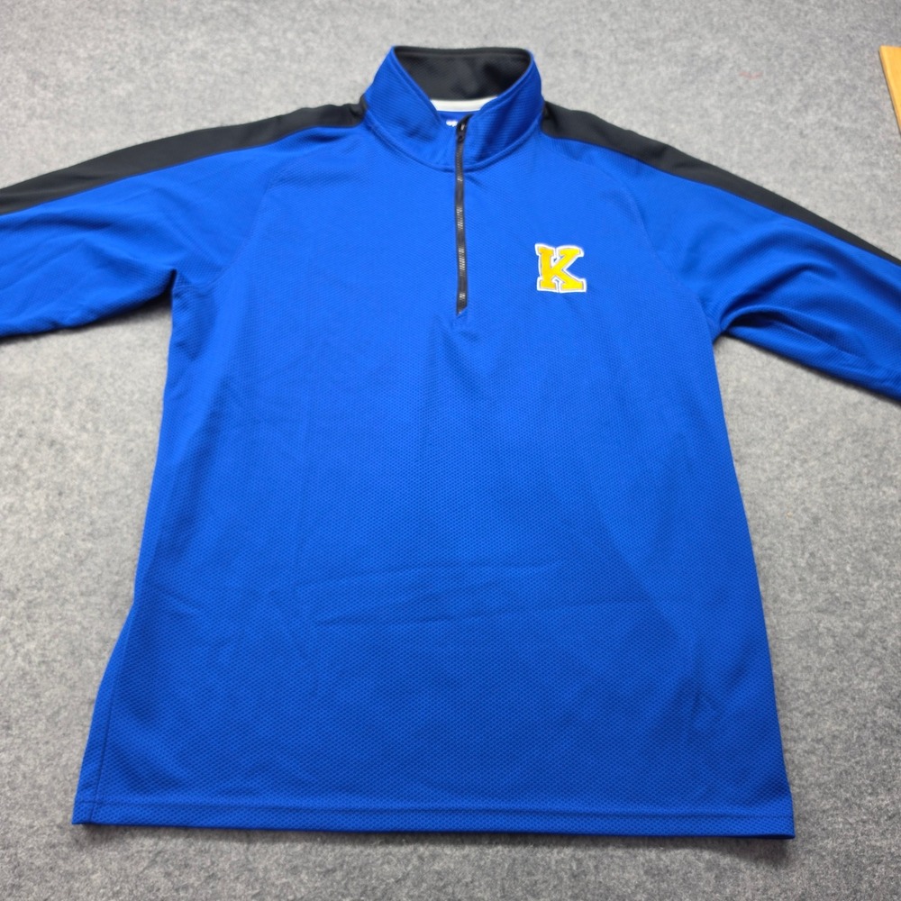 Sport-Tek Mens Royal Blue Black Quarter Zip Pullover Embroidered K Logo Size L